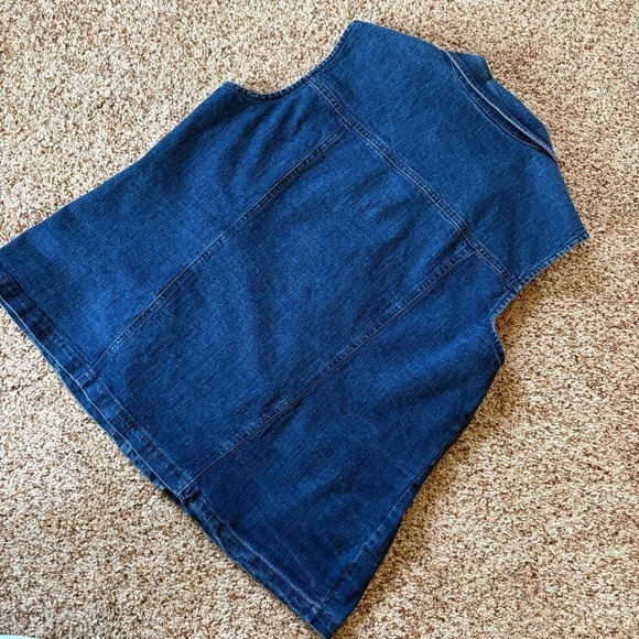 Crystal Fashions Women's Blue Denim Vest Size 14 Jean Embroidered Vtg Y2K Retro - Picture 13 of 14